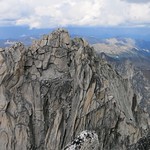 Ken and Alana on the summit traverse of Bugaboo spire.