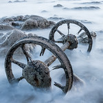 Old Wheels on Chemical Beach, Seaham. Long Exposure