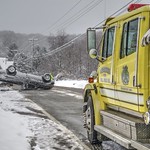 Slippery road accident and the assistance from first responders @ Sugarcreek Twp, PA
