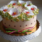 Orchids and dots cake