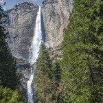 Upper and Lower Yosemite falls from the falls trail HDR