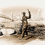 John A. Roebling Suspension Bridge, Cincinnati, Ohio, USA / Built: 1856&mdash;1867 / Architect: John A. Roebling / Added to NRHP: May 15, 1975