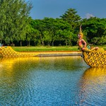 Replicas of the Royal Barges at Muang Boran in Samut Phrakan, Thailand