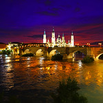 Magnificent view of Zaragoza by night