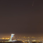 comet neowise over montreal olympic stadium by eva blue 01
