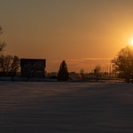 FARM HOUSE AT SUNSET