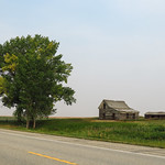 Old homestead on a smoky day