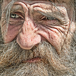 The pain inside. Colour edit of a portrait of a homeless man.