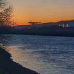 Dimming Sunlight over the Titan Crane at Clydebank .Taken from Nr Renfrew Ferry