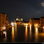 Basilica in the Moonlit Current, Nighttime View from Ponte dell'Accademia, Venice, Italy
