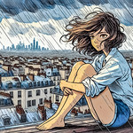 CREATION - DESSIN "SUR LES TOITS DE PARIS... !"