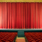 The curtain of an empty Lope de Vega Theatre Hall (Seville, Spain)