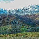 Snow-tinged hills near Muchrachd in Glen Cannich, Inverness-shire, Scotland.