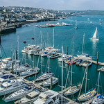 Falmouth Marina on the River Fal's estuary from the Maritime Museum, Cornwall, England..