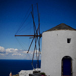 Santorini windmill, Color, Greece