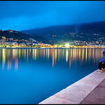 Menton - Fisherman at the Port with View of the Town