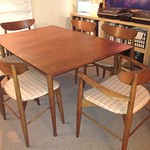 Mid-century Walnut dining table and chair set