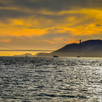 Golden Gate Bridge at Sunset viewed from Treasure Island San Francisco CA