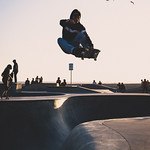 skateboarder at venice skatepark