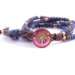 Seed Bead and Leather Wrap Dragonfly Bracelet