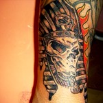 Skull Pharoah black and grey tattoo
