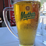 Ice cold Mythos in a frozen glass