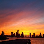 Looking West across the Hudson River to Jersey City at sunset