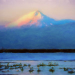Digital Pastel Drawing of Mount Shasta by Charles W. Bailey, Jr.