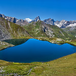 Heart shaped lake. Lac de Fen&ecirc;tre and the Mont Blanc Massif. No. 2432.