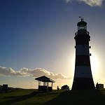 Silhouetted lighthouse