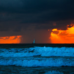 sailboat, sunset & storm - Tel-Aviv beach - Israel