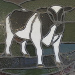 Detail of an Art Nouveau Stained Glass Window of the Royal Hotel Featuring a Fresian Cow &ndash; Smith Street, Loch