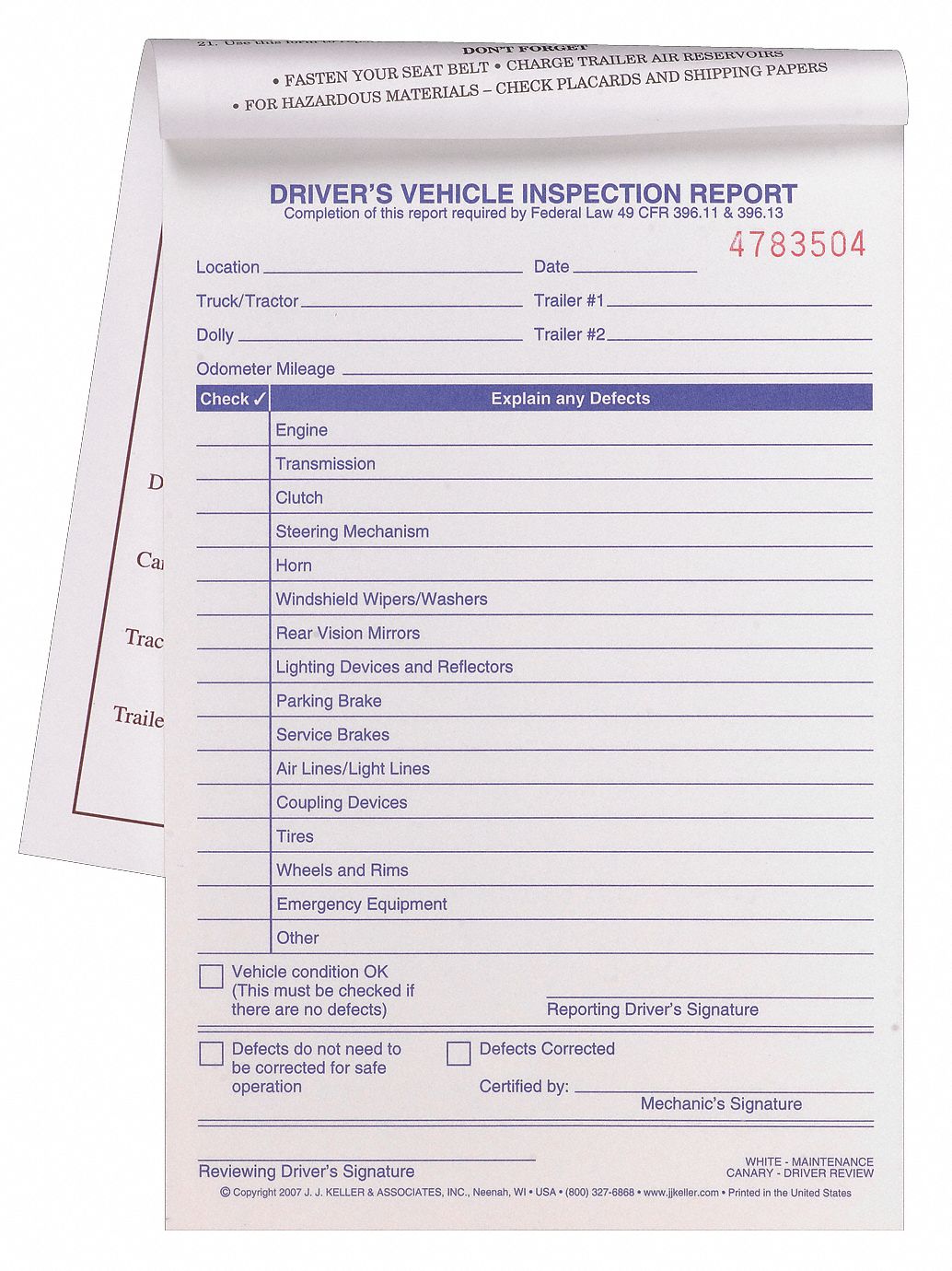 Vehicle Inspection Form