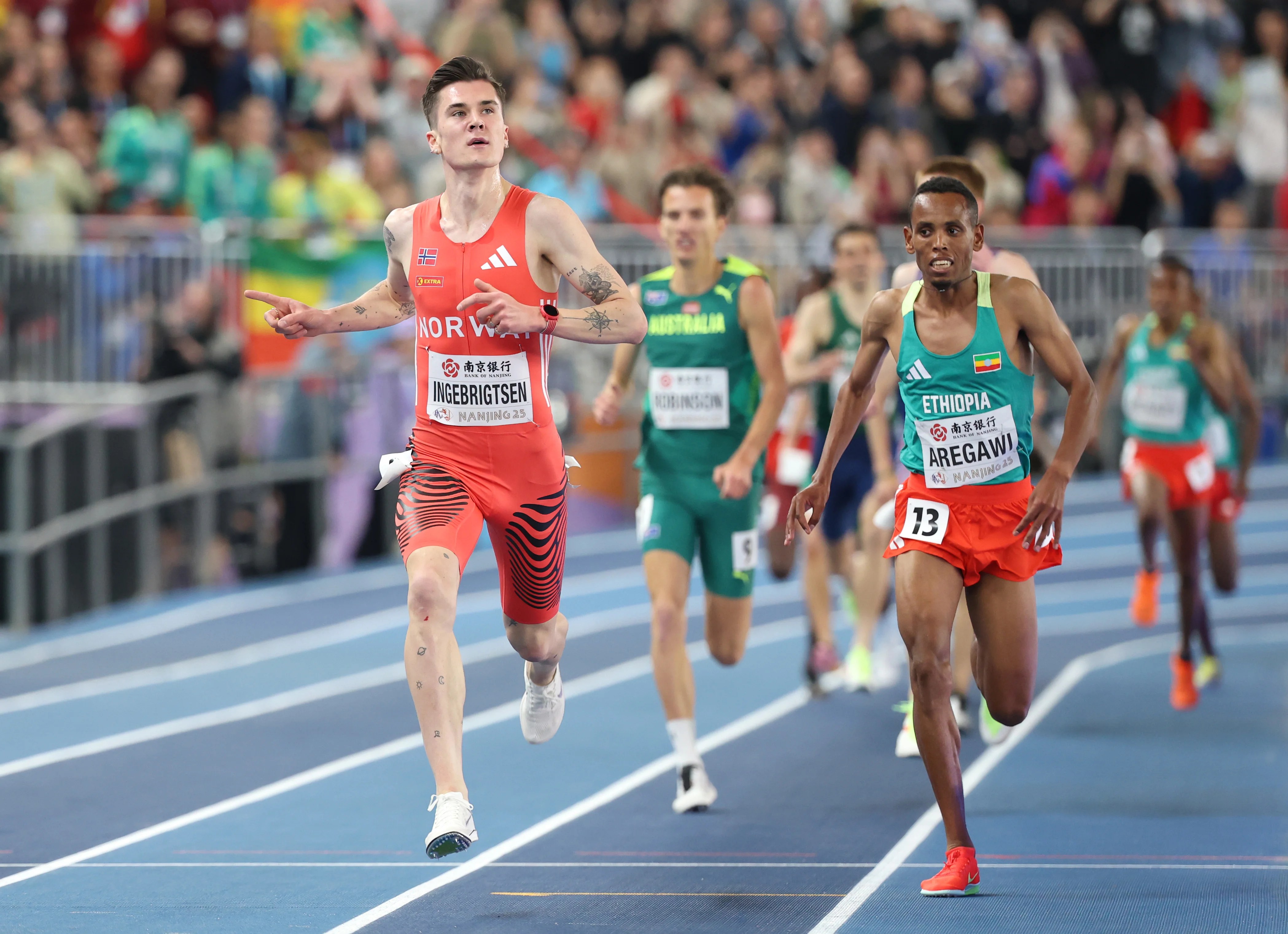 Armand Duplantis soars to another world title as Jakob Ingebrigtsen claims 1500m gold