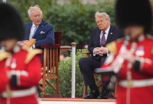 Trump UK visit live: King and president enjoy military ceremony at Windsor Castle ahead of lavish state banquet