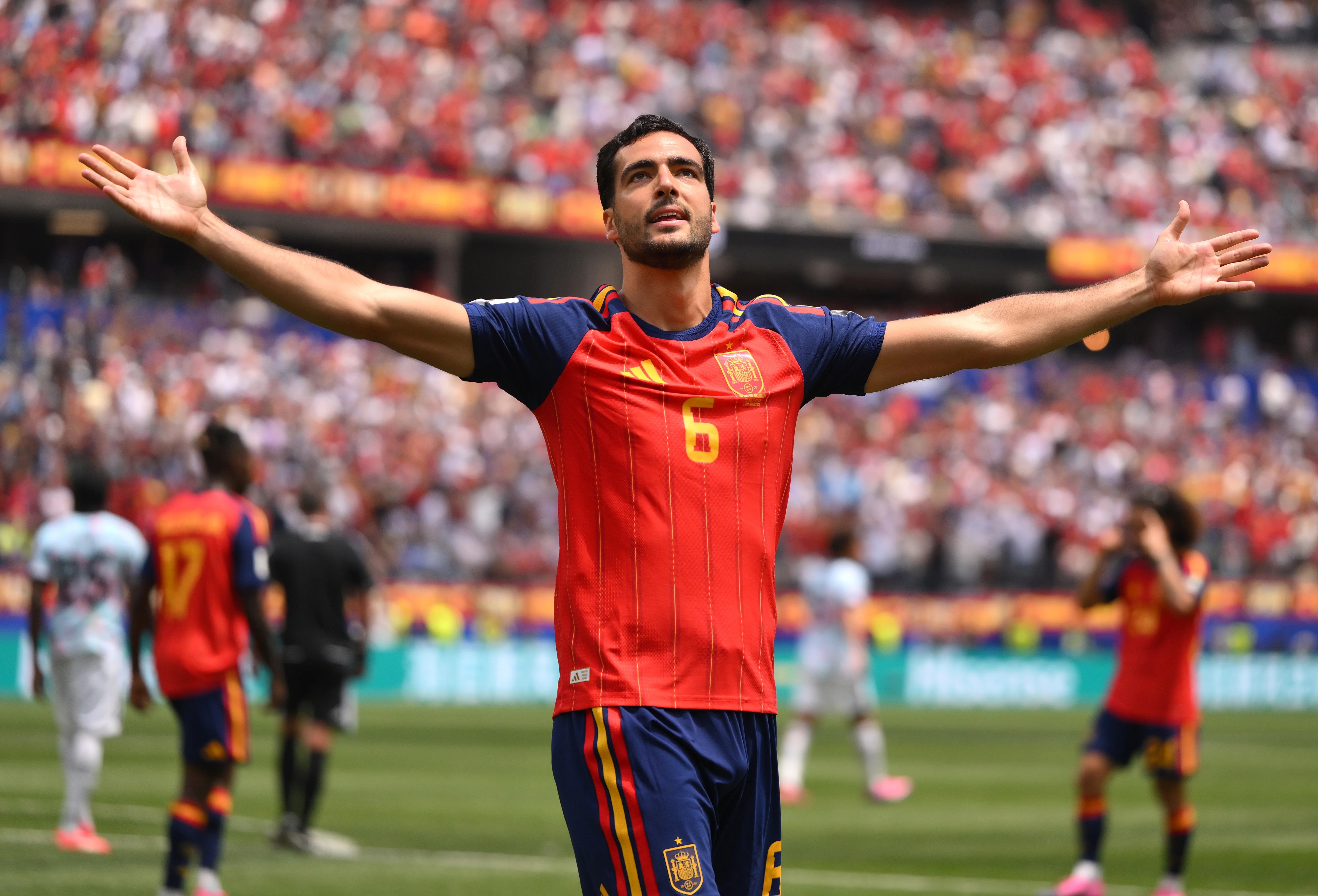 rewrite this title Inexplicable Lammens error costs Belgium as Spain’s Merino claims match-winner again