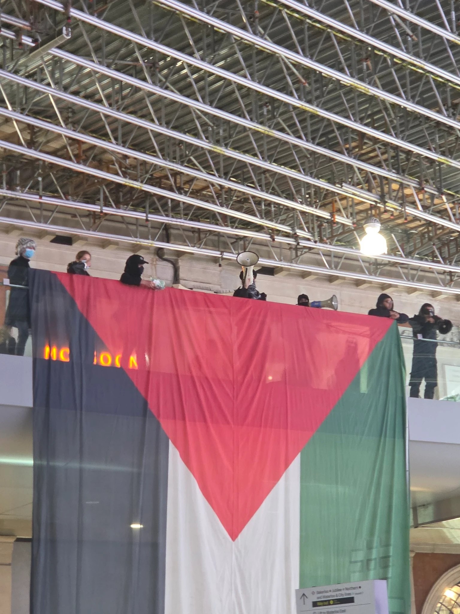 Pro-Palestine protesters stage demonstration during evening rush hour at Waterloo station