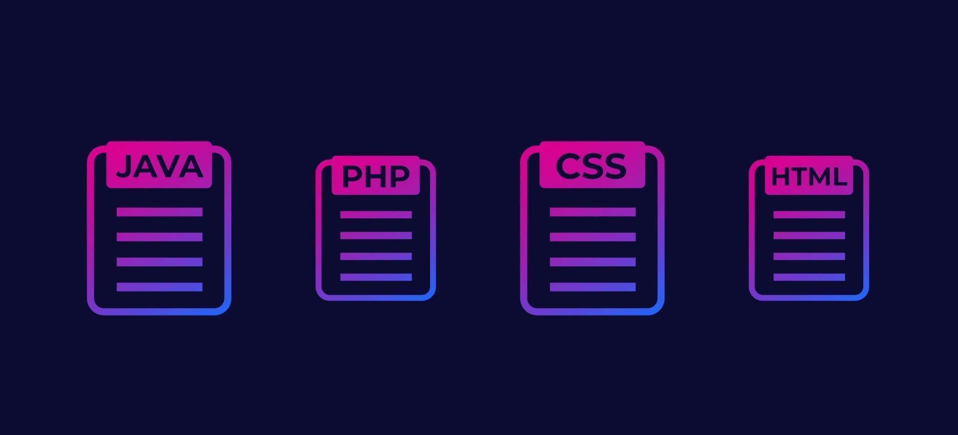Java Php Css Html Code Vektor Icons 2443231 Vektor Kunst Bei Vecteezy