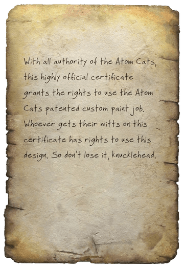 Atom Cats Custom Paint Job Fallout Wiki Fandom