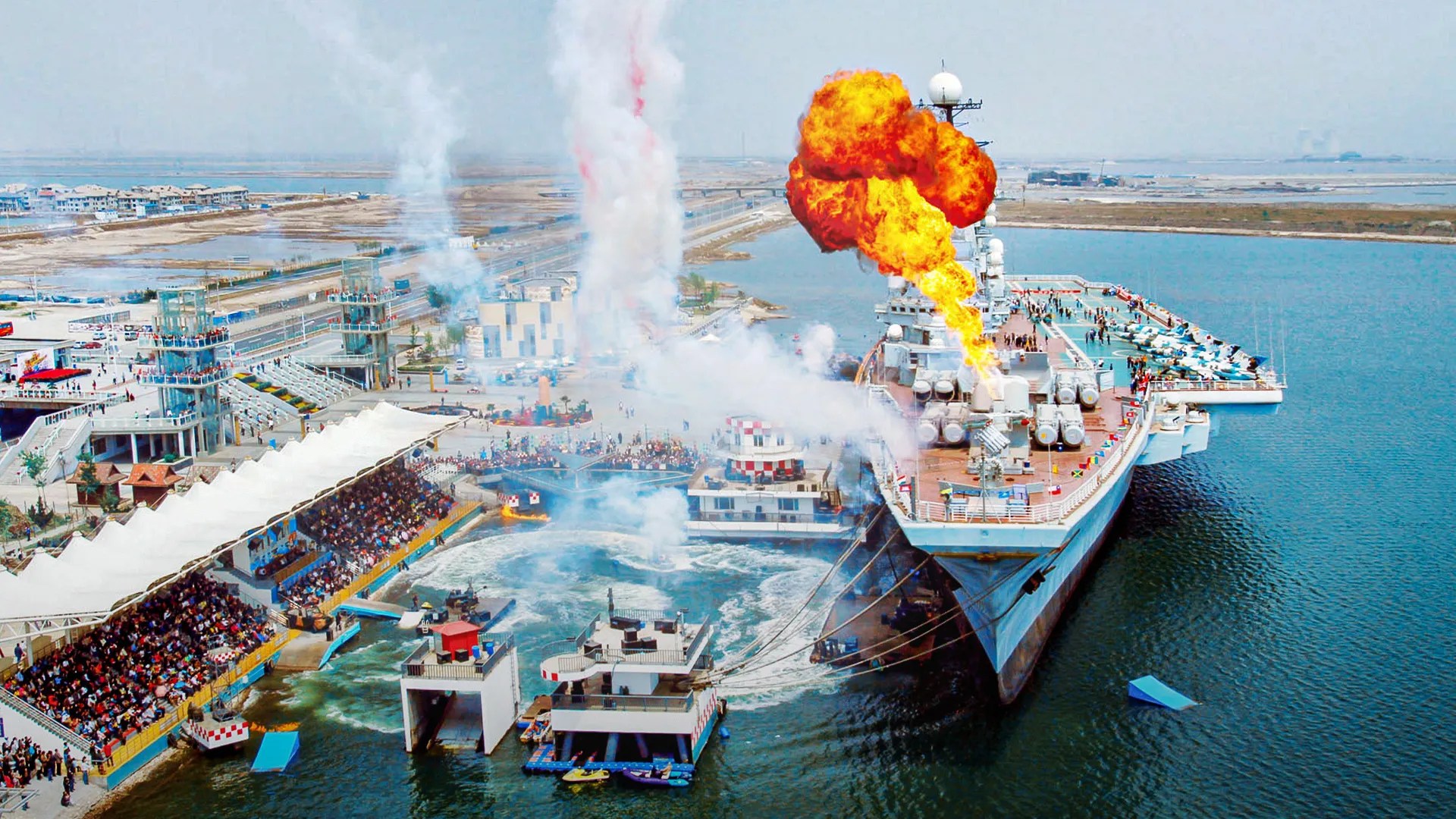 The Soviet aircraft carrier that once threatened NATO now hosts a jet ski stunt show.