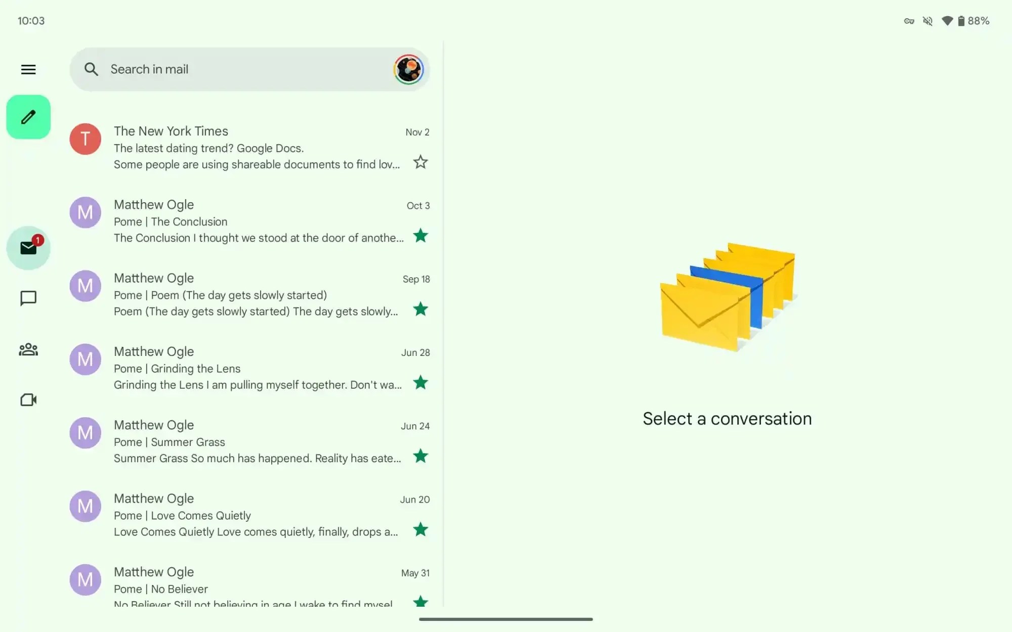 Redesigned Gmail app for tablets makes better use of horizontal space