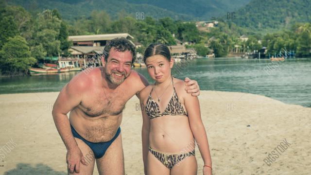 Dad and daughter nude beach