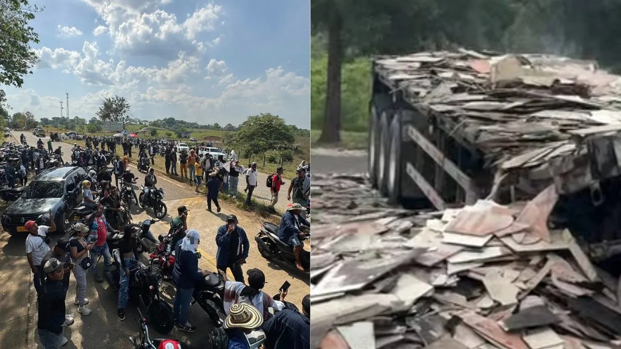 Persisten bloqueos por paro minero en el Bajo Cauca