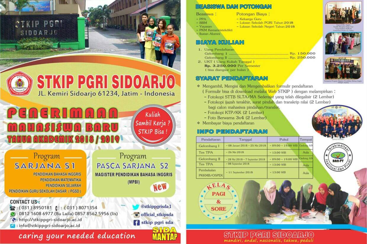 PENERIMAAN MAHASISWA BARU TAHUN AKADEMIK 2018/2019 - STKIP PGRI Sidoarjo