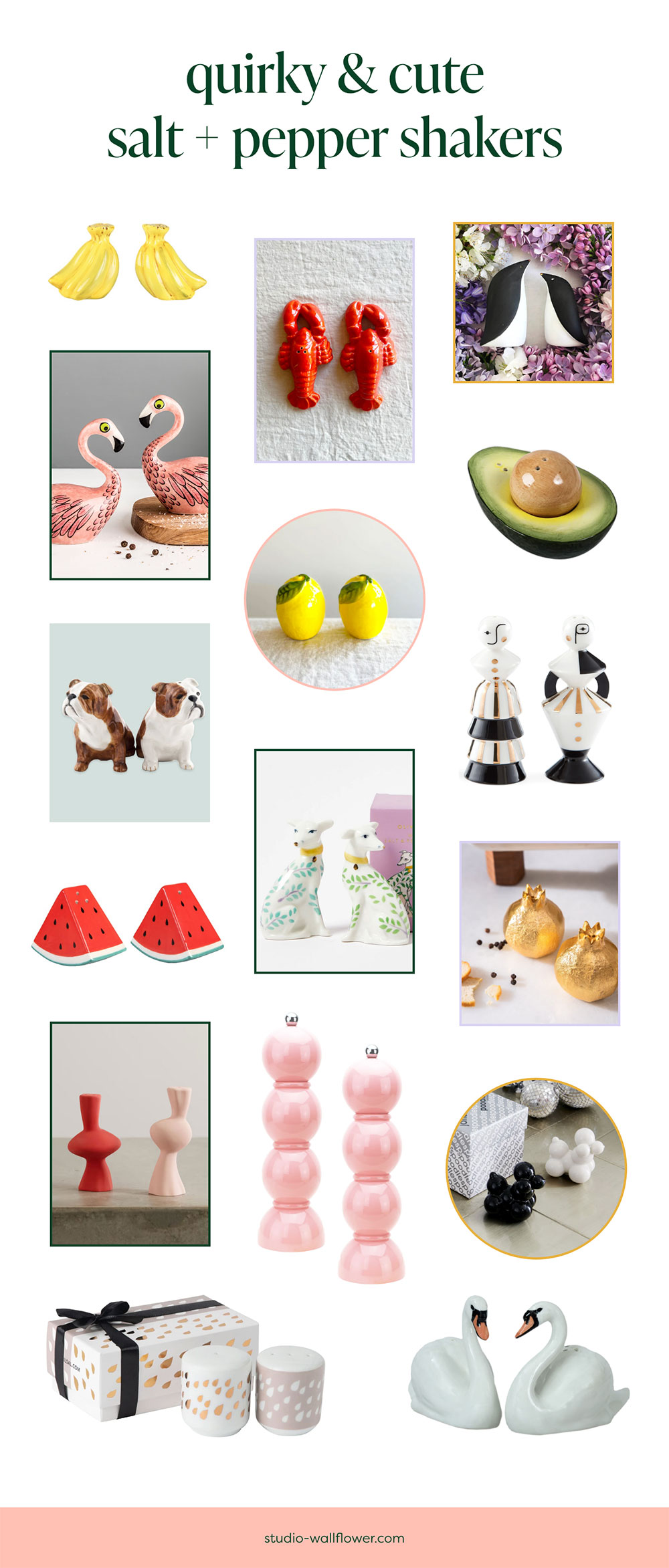 Quirky salt and pepper shakers