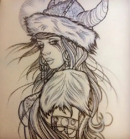  Viking Woman Face Tattoo 
