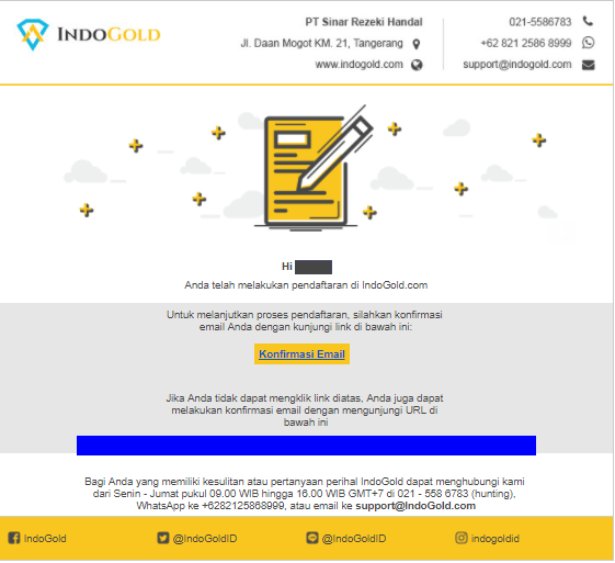 Konfirmasi email dan verifikasi nomor handphone pada saat pendaftaran –  IndoGold Support