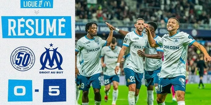 Marseille Hancurkan Montpellier dengan Kemenangan Telak 5-0 di Kandang Lawan