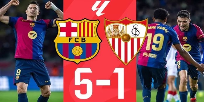 Hasil Barcelona vs Sevilla – Skor 5-1