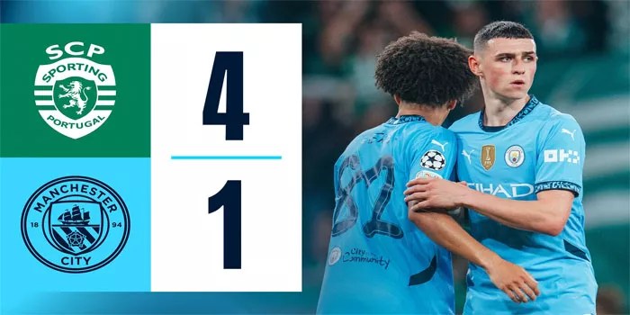 Liga Eropa – Hasil Sporting CP 4-1 Man City, 6 November 2024